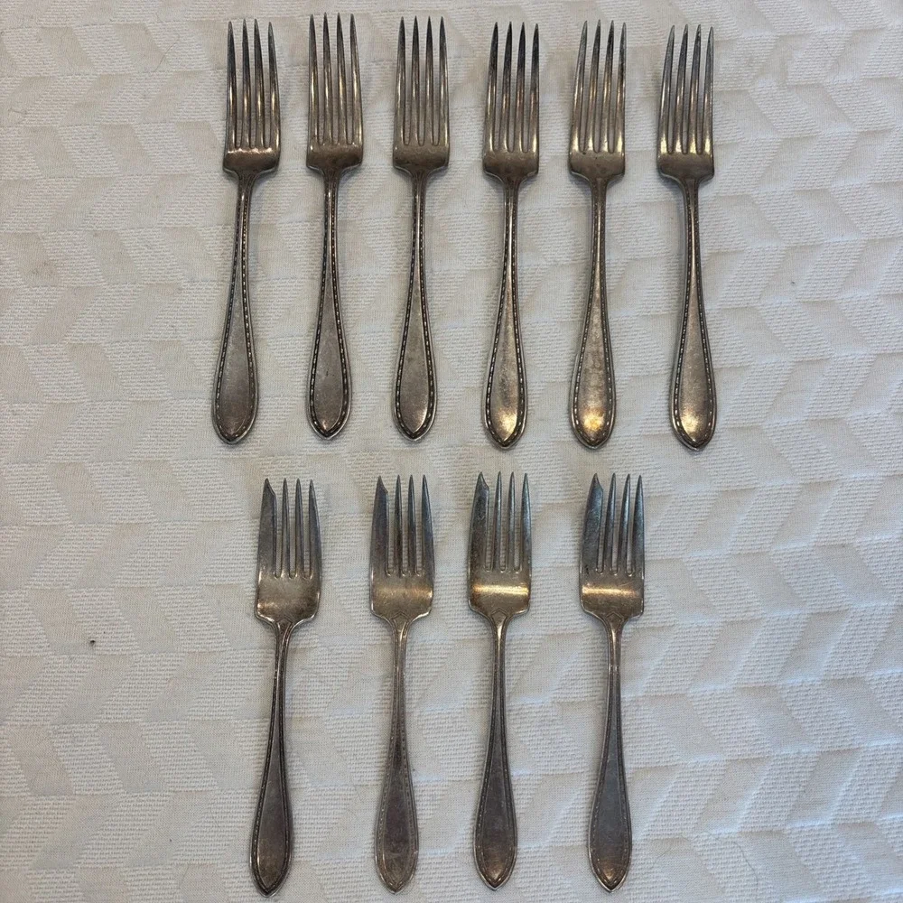 Vintage R Wallace Sectional Flatware Fork Lot (10)Dinner Forks Salad/Fish Forks
